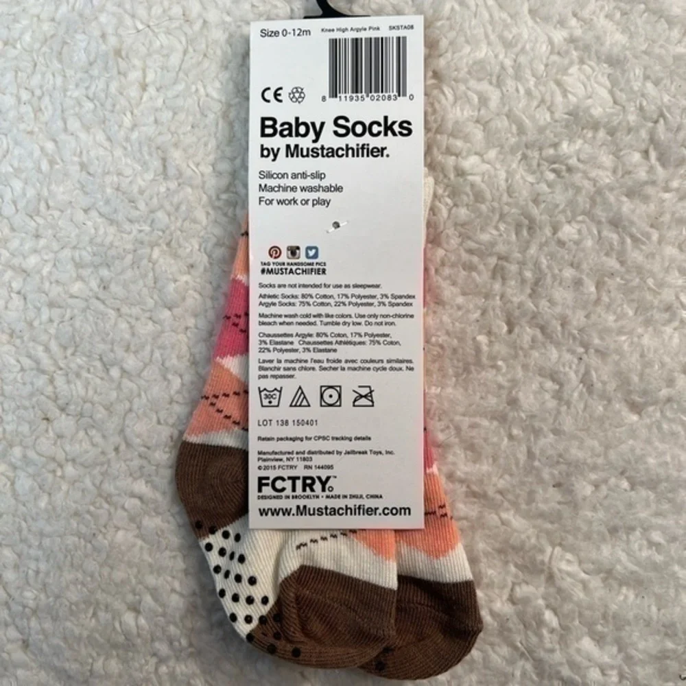 FCTRY Mustachifier Argyle Knee-High Baby Socks